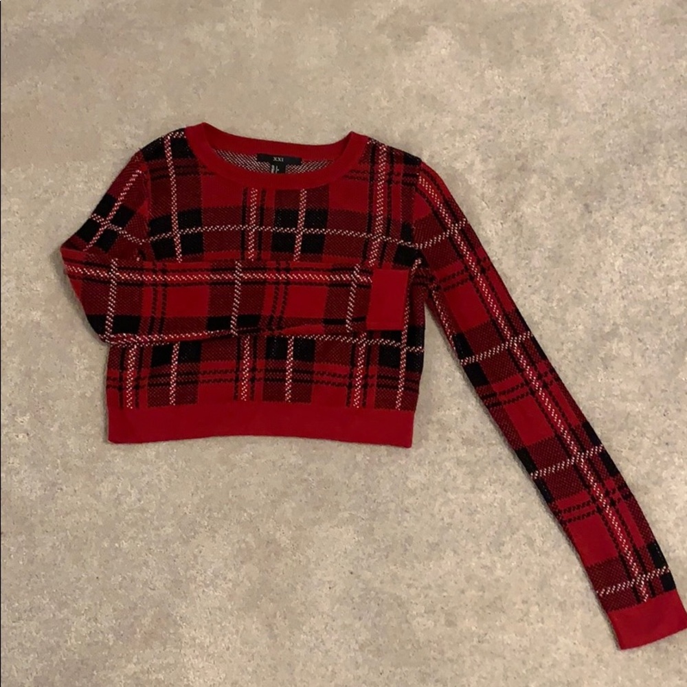 Red and black plaid sweater forever21
